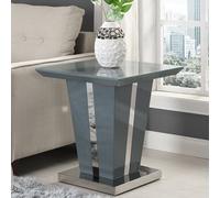 memphis high gloss lamp table in grey with glass top