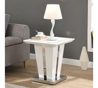 memphis high gloss lamp table in white with glass top