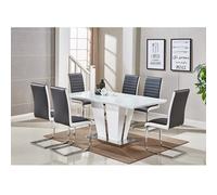memphis large white gloss dining table 6 symphony black chairs
