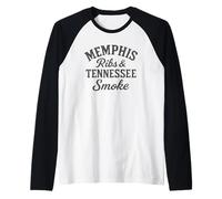 Memphis Ribs & Tennessee Smoke BBQ Southern Foodie Design Raglan Baseball Tee