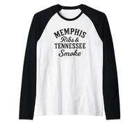 Memphis Ribs & Tennessee Smoke BBQ Southern Foodie Design Raglan Baseball Tee