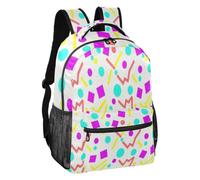 Memphis Shape White Soft Lining Casual Backpack S, Memphis Shape White, S, Backpack