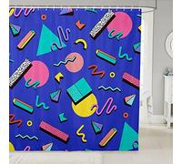Memphis Shower Curtain Hipster Retro Waterproof Bathroom Curtains,80S and 90S Hip Hop Funky Bath Curtain Colorful Pop Art Bathroom Accessories 72"Wx72"L,Watercolor Eighties 80S Bathroom Decor