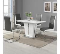 memphis small white gloss dining table 4 symphony grey chairs