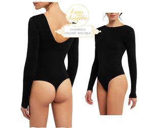 Memphis String Body By Wolford L Large Black Back Cutout Long Sleeve