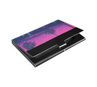 Memphis Style Alena Aenami Ultra-thin portable business card holder With Leather & Stainless Steel card holders for Travel Home or Office Use
