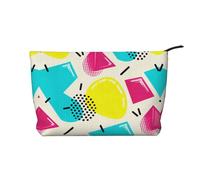 Memphis Style Corduroy Makeup Bag with Zip, Cosmetic Pouch for Travel, Toiletries and Everyday Use