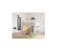 Memphis Surf White Mid-Sleeper Loft Cabin Bed with Built-In Ladder & Under-Storage