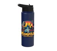 Memphis Tennessee Retro Skyline Music Guitar Enthusiast Stainless Steel Insulated Water Bottle