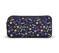 Memphis Triangles Squares Rectangles Simple Pencil Case Big Capacity Pouch Box Travel Makeup Bag
