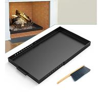Memrita Fireplace Tray Large Size,Adjustable Ash Pan with Handles for Fireplace Grate Ash Collection,Rectangle Fireplace Pan Extend Length from 22" to 31",Provide a Cleaning Brush