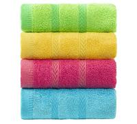 MEMRUI No/Brand Children's Facial Towel for-4 Pack Wood Fiber Towel Flannel-Soft Face Towel, Easy-to-Use Face and Body Towel, Quick-Drying，Naturally Breathable(10x19in).