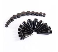Memsion Ear Stretching Kit Gauges for Ears 24 Pieces 00G-20mm Ear Gauges Expander Set Acrylic Ear Spiral Tapers and Plugs Body Earring Piercing Kits Black Color, 10mm-20mm, Acrylic, no gemstone