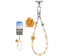memumi Phone Lanyard Strap, Pearl Handmade Resin Rose Wrist Strap, Hands-free, Drop-proof and Anti-theft, Detachable, Phone Chain Wrist Lanyard for iPhone Accessories, Bag, Wallet, Keychain