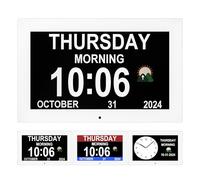 Memwake Large digital clock, wall clocks with time, Digital Alarm Clocks for elderly, Dementia clock that provides digital alarms and electronicl calendar for seniors (white, 10.1 inches)