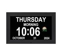 Memwake Large digital clock, wall clocks with time, Digital Alarm Clocks for elderly, Dementia clock that provides digital alarms and electroni alendar for seniors (black, 10.1 inches)