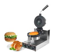 Memykoy Commercial Burger Waffle Maker, 50-300℃ Temperature Control, Non-Stick Electric Panini Press Burger Waffle Maker, Double-Sided Heating 5 Minutes Timer Single
