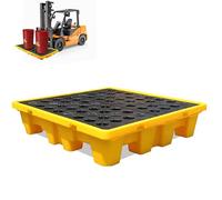 Memykoy Modular Spill Containment Tray,1 Drum/2 Drum/4 Drum Polyethylene Spill Platform with Grating,Oil Drums Drums Ton Barrel Spill Prevention Pallet,Leak Proof Containers 66×36×12cm