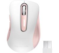 memzuoix 2.4G Wireless Mouse, 1400 DPI Mobile Optical Cordless with USB Receiver, Portable Computer Mice Wireless for Laptop, PC, Desktop, MacBook, 5 Buttons (White Pink)