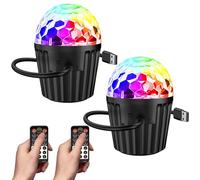 memzuoix 2-Pack Portable Mini Disco Ball Light for Party, RGB DJ Strobe Light with Remote Control and USB Cable, Sound Activated Stage Lights for Home Dance, Easter, Karaoke and Halloween Decoration