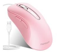 memzuoix Wired Mouse, USB Computer Mouse 1400 DPI Mobile Optical Mouse Ergonomic Design Computer Mice with 5FT Cord for Laptop, PC, Desktop, MacBook, 5 Buttons (Pink)
