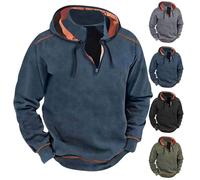 Men 1/4 Zip Hoodie | Hooded Fleece Jacket Men Windproof Cold-Proof Jackets Half Zip Sweatshirt Loose Fitting Sweater Jackets Exercise Running Sportswear Oversized Hoodies Casual Sport Sweatshirts