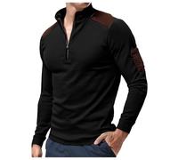 Men 1/4 Zip Pullover Quarter Zipper Waffle Sweatshirts with Pockets Mock Neck Jumper Tops Long Sleeve Clothes Tshirts(Black, S)