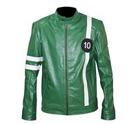 Men 10 Tennyson Alien Swarm Motorcycle Green Faux Leather Jacket Outerwear