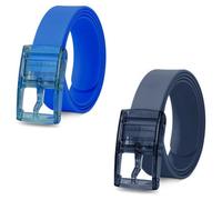 Men 2 Pack Rubber Belt Casual Candy Light Blue & Gray Colour Silicone With Pin Buckle For Jeans Outdoor Wear And Daily Use