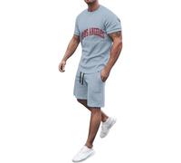 Men 2 Piece Outfits Button Down Shirt Long Sleeve Casual Beach Pants Summer Yoga Outfits Pirate Costume Outfit Men Mens Lounge Set Short Mesh（Light Blue, L