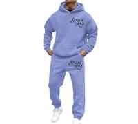 Men 2 Piece Outfits Full Zip Hoodie Top Bottoms Drawstring Joggers 2 Piece Sets Long Sleeve Hooded Gym Sweatsuits Sport Suit Matching Sherpa Hoodie and Sweatpants Christmas (Light Blue, S)