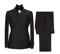 Men 2 Pieces Tuxedo Suits Sequin Shawl Lapel Blazers Tuxedo Pants Sets for Wedding Groom Party