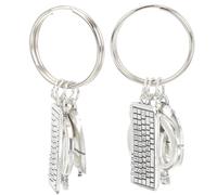 Men 2pcs Vintage Metal Keyring Keychain Keyboard Games Chain Keyboard Car Accessories Car Accessories Keyboards Vintage Decoration Keyring Charm Car Silver