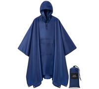 Men 3 in 1 Hooded Rain Poncho Waterproof Raincoat Jacket with pocket, Blue 1, XXXL