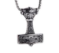 Men 316L Stainless Steel Viking Nordic Thor Hammer Mjolni Pendant Vintage Odin Celtic Pendant Necklace Jewelry Gift