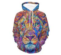 Men 3D Lion Print Hoodies Couple Cool Graffiti Design Pullover Plus Size Unisex Sweatshirts Outwear Tracksuit (Style5,S)