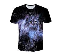 Men 3D Pattern Printed Short Sleeve T-Shirts Summer Funny Animal Cat Graphic T Shirts Summer Fashion Personality Interesting Tops (Color : 1, Size : XXL)