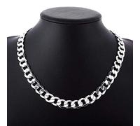 Men 925 Sterling Silver Plated Curb 20'' Chain,Sterling Silver Over Stainless Steel Necklace Sterling Silver For Men(Thickness:8mm,Length:20 Inch), 8MMX20 INCHES, Zinc