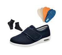 Men Adjustable Breathable Mesh Extra Wide Orthopedic Diabetic Shoes, Lightweight Non-Slip Swollen Feet Diabetic Edema Arch Support Shoes, for Elderly Foot Pain Relief Arthritis Edema(Dark Blue,10 UK)