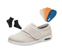 Men Adjustable Breathable Mesh Extra Wide Orthopedic Diabetic Shoes, Lightweight Non-Slip Swollen Feet Diabetic Edema Arch Support Shoes, for Elderly Foot Pain Relief Arthritis Edema(Beige,5.5 UK)