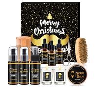Men Advent Calendar 2025 with 12 Day Beard Grooming Kits with Beard Oil, Beard Spray, Beard Balm and Beard Conditioner and Beard Comb Holiday Scented Candle