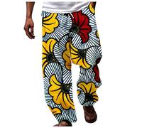 Men African Dashiki Traditional Style Casual Trouser Summer Hawaii Holiday Ankara Beach Floral Pants Timber Creek by Men's Pants White