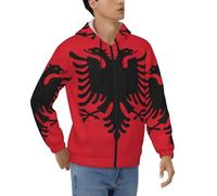 Men Albania Flag Funny Printed Hoodies Drawstring Hooded Pullover Tops Zipper Closure Sweatshirts Adults Mens With Pockets Crew Neck Hoodie Sweatshirt S To 3XL Black