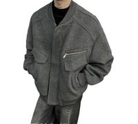 Men American Style Jacket With Cotton Fleece Flight Suit Thick Baseball Sport Outwear Dark Gray9 2XL
