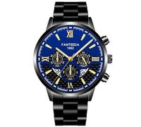 Men Analog Quartz Watch Big Dial Roman Business Casual Fashion Calendar Creative Steel Band Watch, I