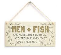 Men and Fish Alike Hanging Sign, Cheeky Humour