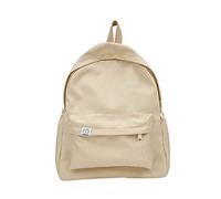 Men And Women Adult Fashion Solid Color Nylon Chain Adjustable Buckle Student Backpack (Beige One Size)