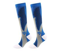 Men And Women Compression Socks Calf Knee High Compression Stockings For Walking Running Nylon Unisex Hiking Huge Stocking (Blue, L)