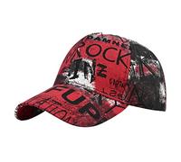 Men and Women Graffiti Printed Camouflage Retro Dance Baseball Cap Rock Hip Pop Youth Fashion Cool Visor Hats Trucker Dad Cap Casual Adjustable Sport Outdoor Breathable Street for Unisex Red One Size