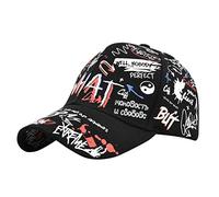 Men and Women Graffiti Printed Retro Dance Baseball Hip Pop Cap Youth Fashion Cool Visor Hats Trucker Dad Cap Casual Adjustable Sport Outdoor Breathable Street Cap for Unisex Black One Size